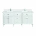 James Martin Vanities 72'' Double Vanity, Bright White w/ Single Hole 3 CM White Zeus Quartz Top & Backsplash 424-V72-BW-1WZ